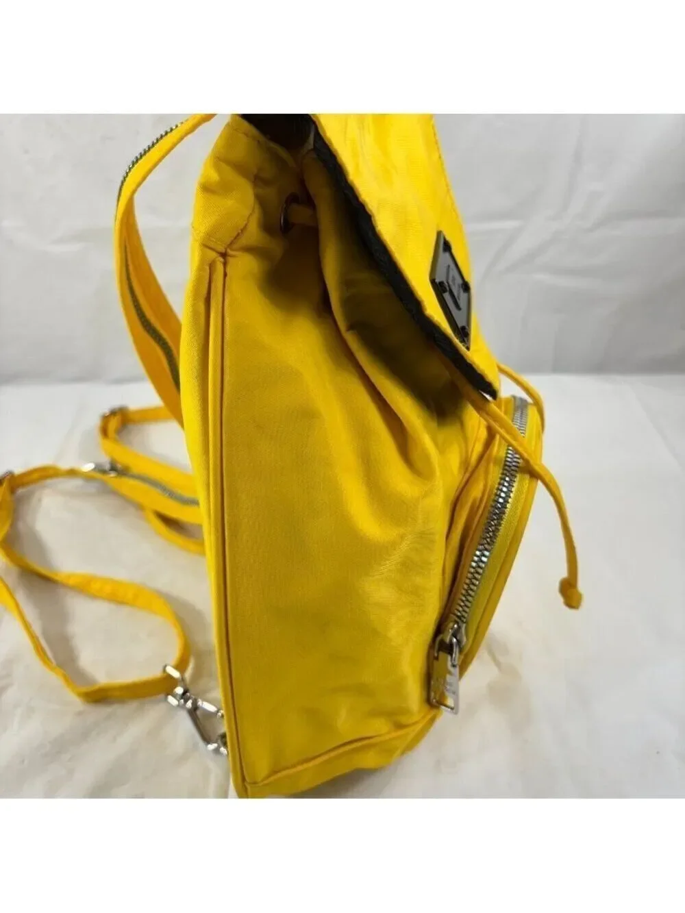 Steve Madden Womens Yellow Mini Nylon Sling Zip Backpack Travel Bag